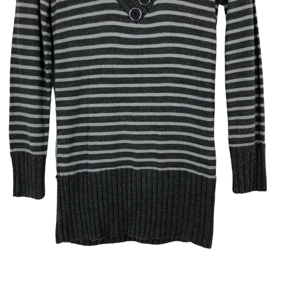 Vintage 90s-Y2K Long-Sleeve Sweater Dress, Cable Knit Neckline Stripes, SZ M - Picture 4 of 7